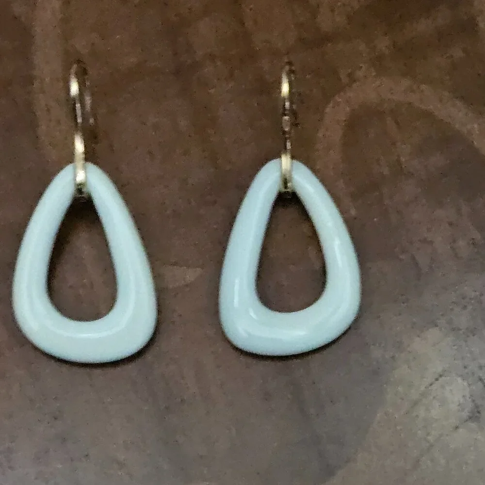 RARE MAYORS BIRKS WHITE AGATE STONE LINKS 18k ROSE GOLD DROP DANGLE EARRINGS
